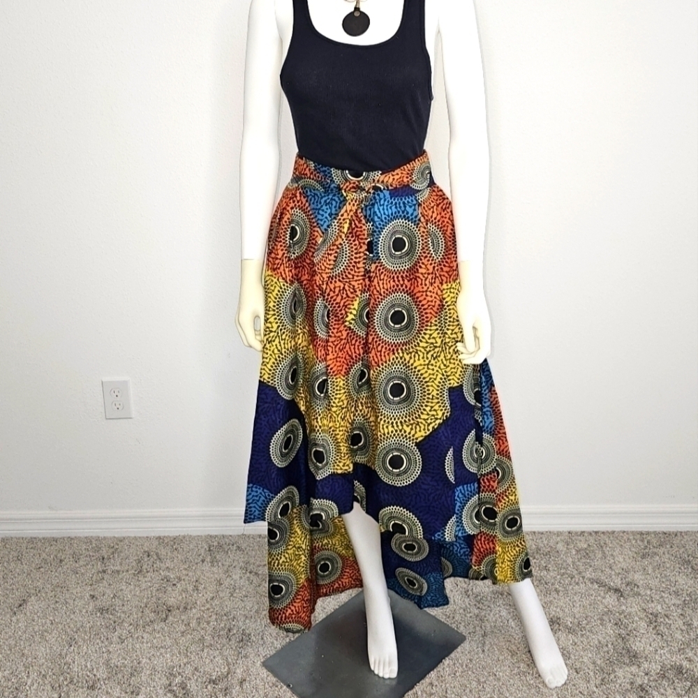 African Print Ankara Kitenge High Low Maxi Skirt
